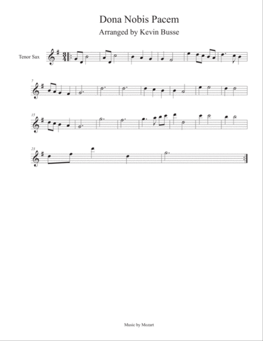 Dona Nobis Pacem - Tenor Sax Tenor Saxophone scores gallery preview page 1