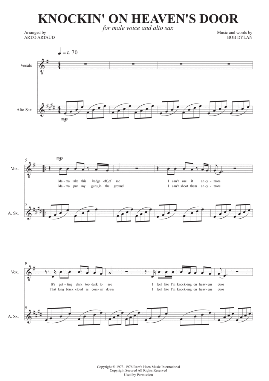 Knockin' On Heaven's Door Chamber Music scores gallery preview page 1