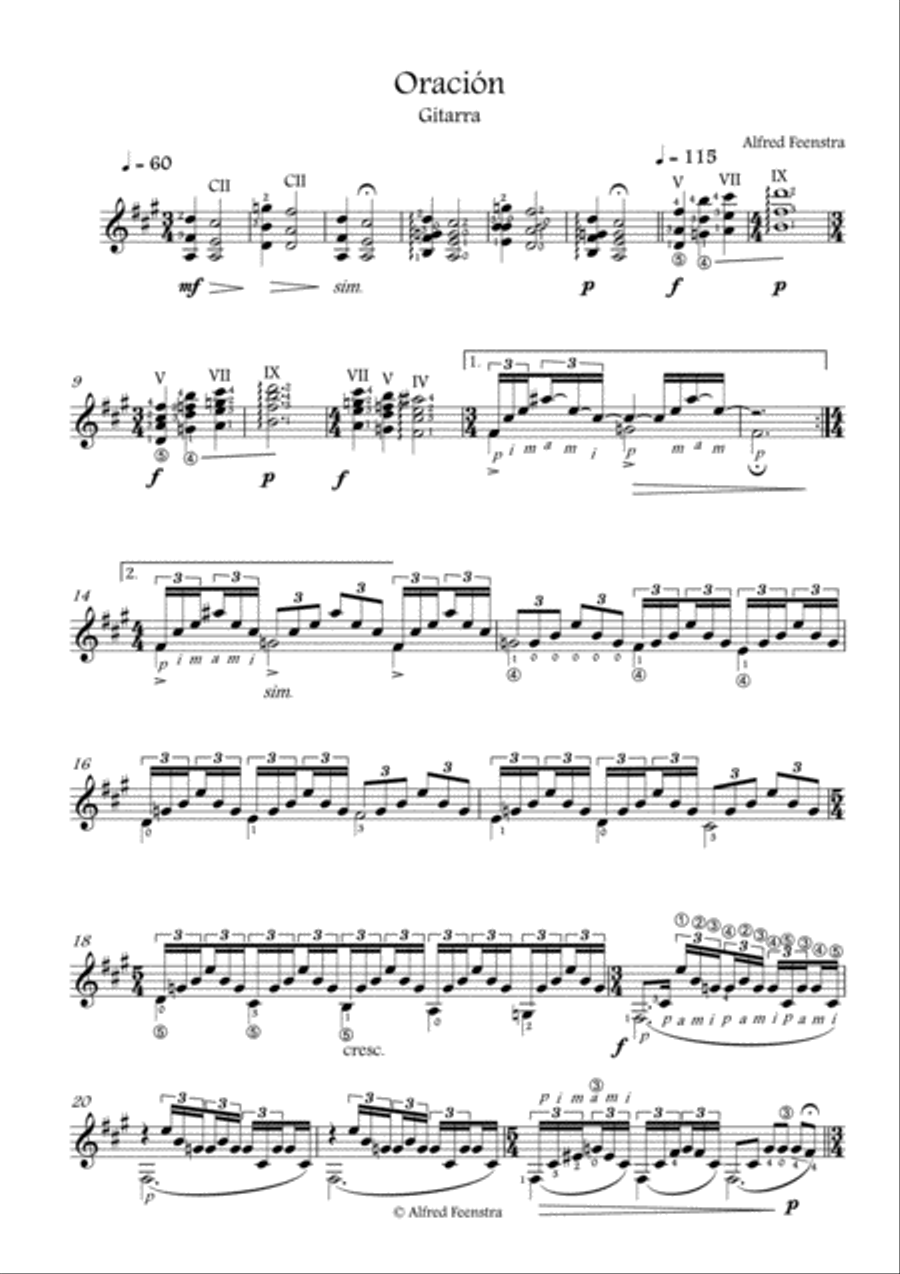 Oracion , Prayer Guitar Solo scores gallery preview page 1