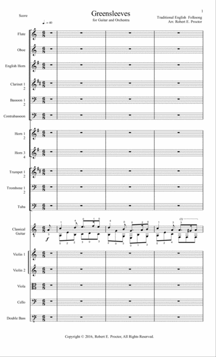 Greensleeves for Guitar and Orchestra Full Orchestra scores gallery preview page 2
