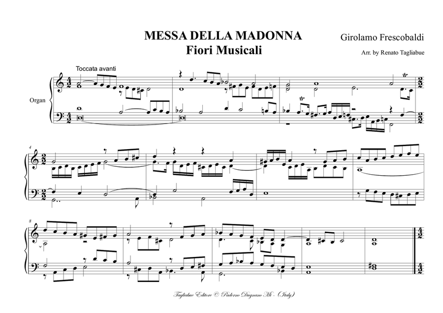 MESSA DELLA MADONNA (Mass of the Virgin Mary) - Frescobaldi - Full score - For Organ image number null