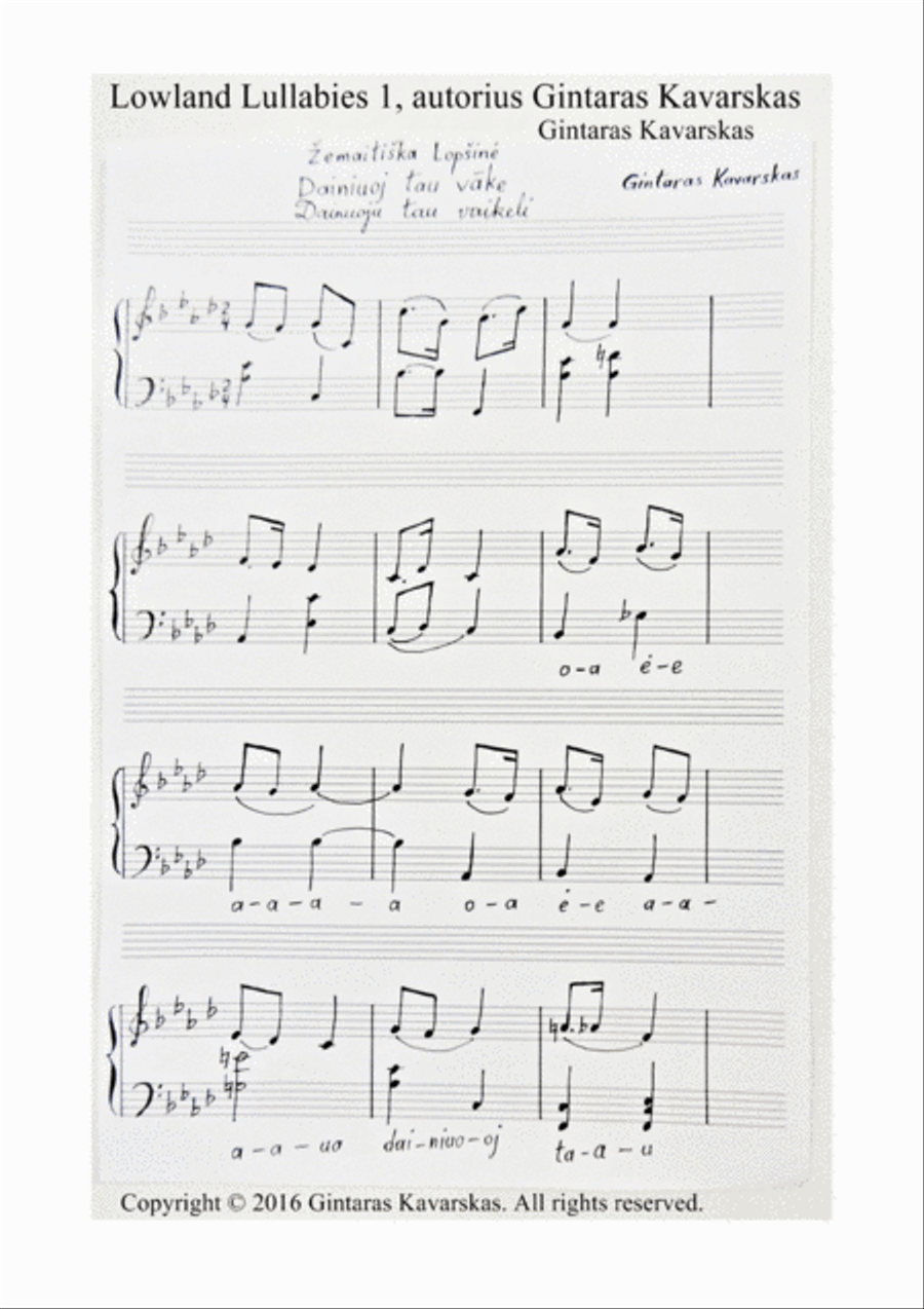 Lowland Lullabies 1, autorius Gintaras Kavarskas Piano, Vocal, Guitar scores gallery preview page 5