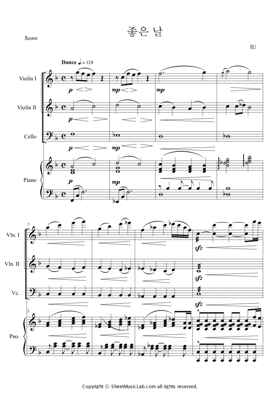 Good Day In F Piano Quartet scores gallery preview page 1