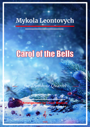Book cover for Carol Of The Bells - Trombone Quartet (Full Score and Parts)