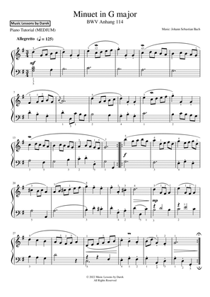 Minuet in G major (MEDIUM PIANO) BWV Anhang 114 [Johann Sebastian Bach]