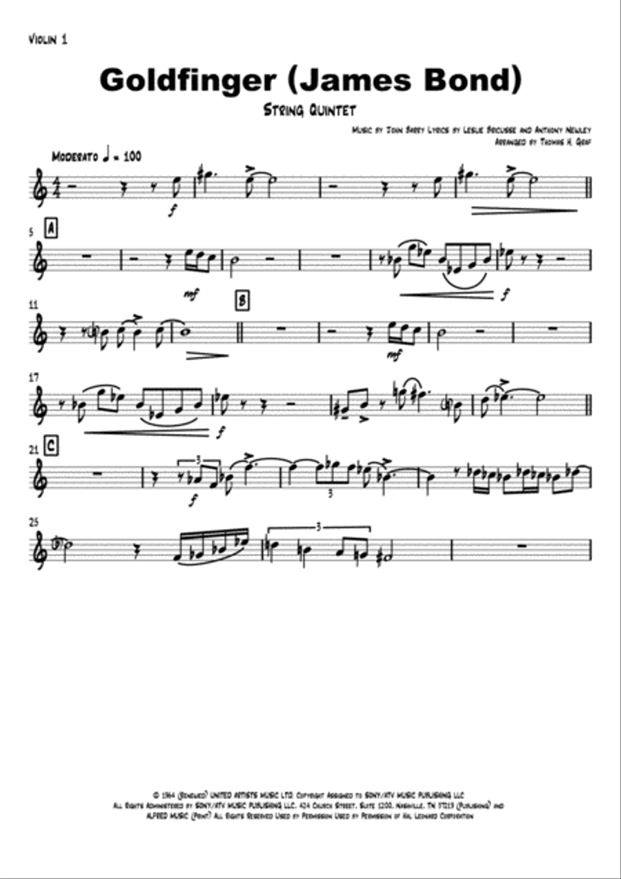 Goldfinger String Quartet scores gallery preview page 5
