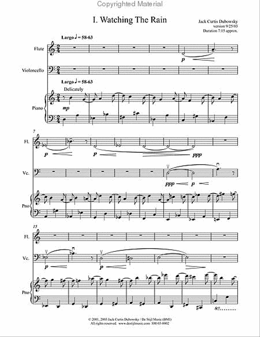 Watching the Rain (Piano, Cello, Flute) Flute scores gallery preview page 2