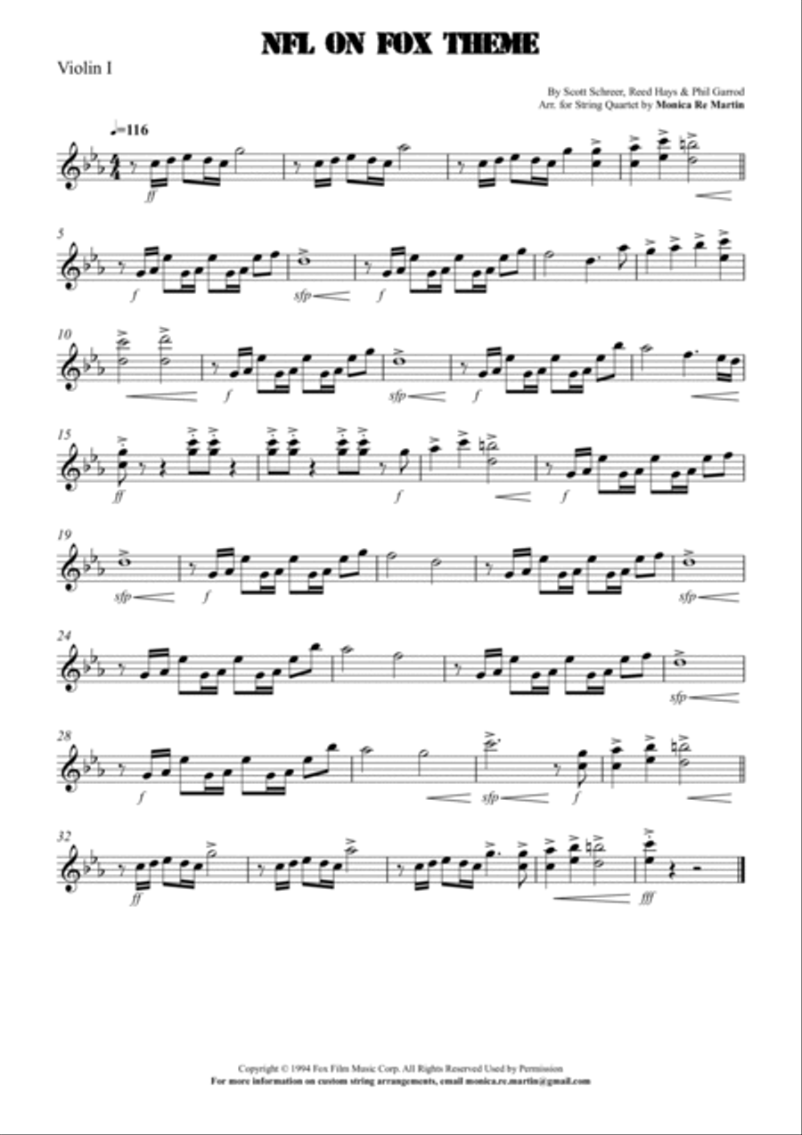 Nfl On Fox Theme String Quartet scores gallery preview page 3