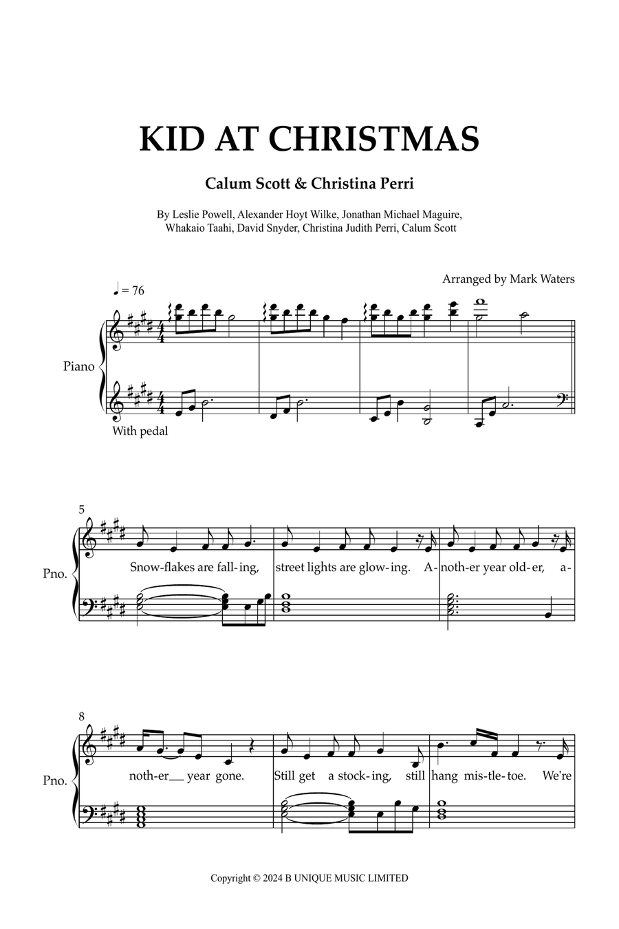 Kid At Christmas Piano, Vocal scores gallery preview page 1