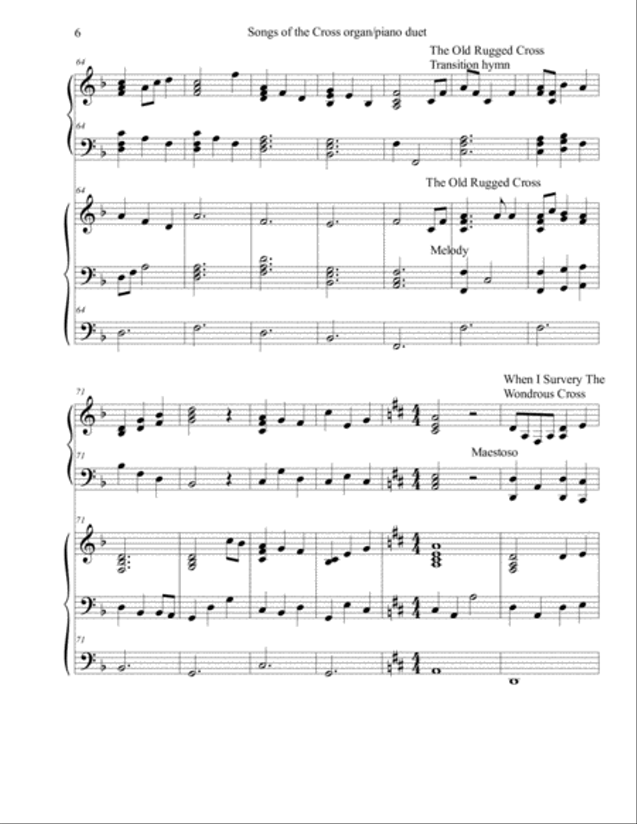 Songs of the Cross Organ/Piano Duet Piano Duet scores gallery preview page 6