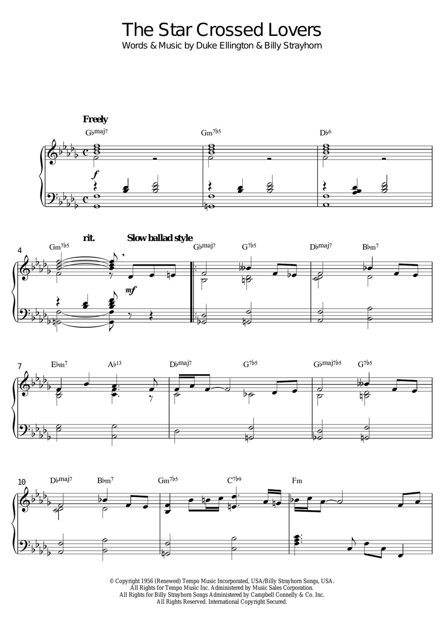 Duke Ellington:The Star Crossed Lovers (from 'Such Sweet Thunder') Piano Solo scores gallery preview page 1