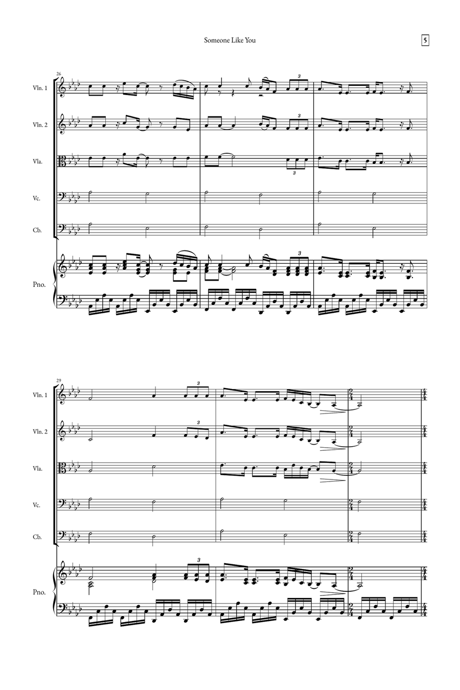 Someone Like You String Quintet scores gallery preview page 5