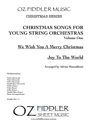 Book cover for Christmas Songs for Young String Orchestras Volume One; mixed difficulties