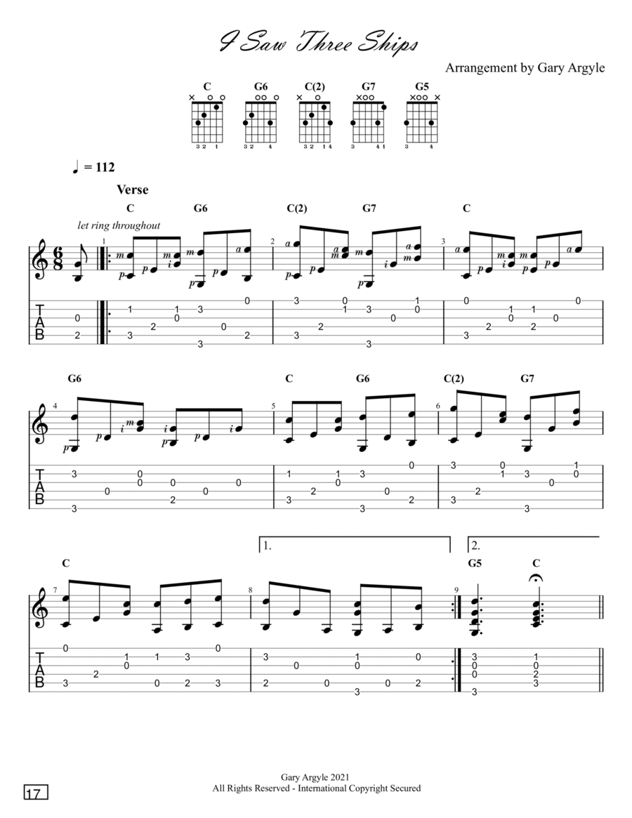 I Saw Three Ships Acoustic Guitar scores gallery preview page 1
