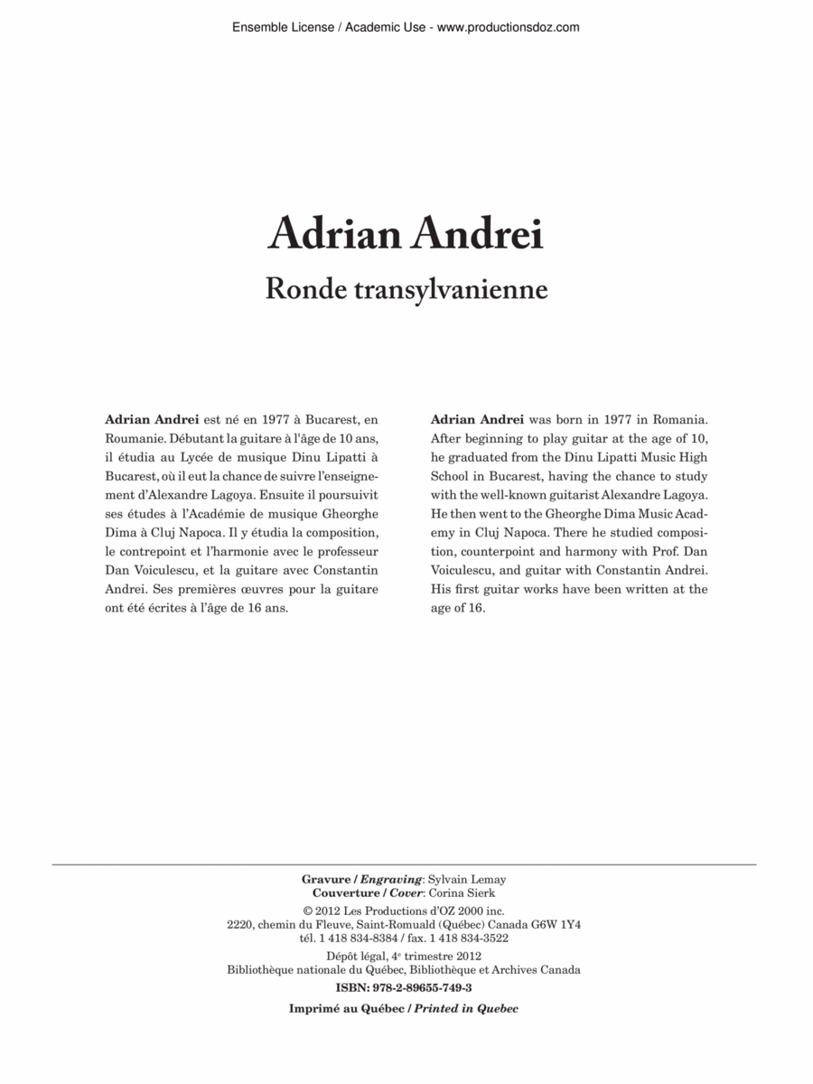 Ronde transylvanienne Ronde transylvanienne Classical Guitar scores gallery preview page 1