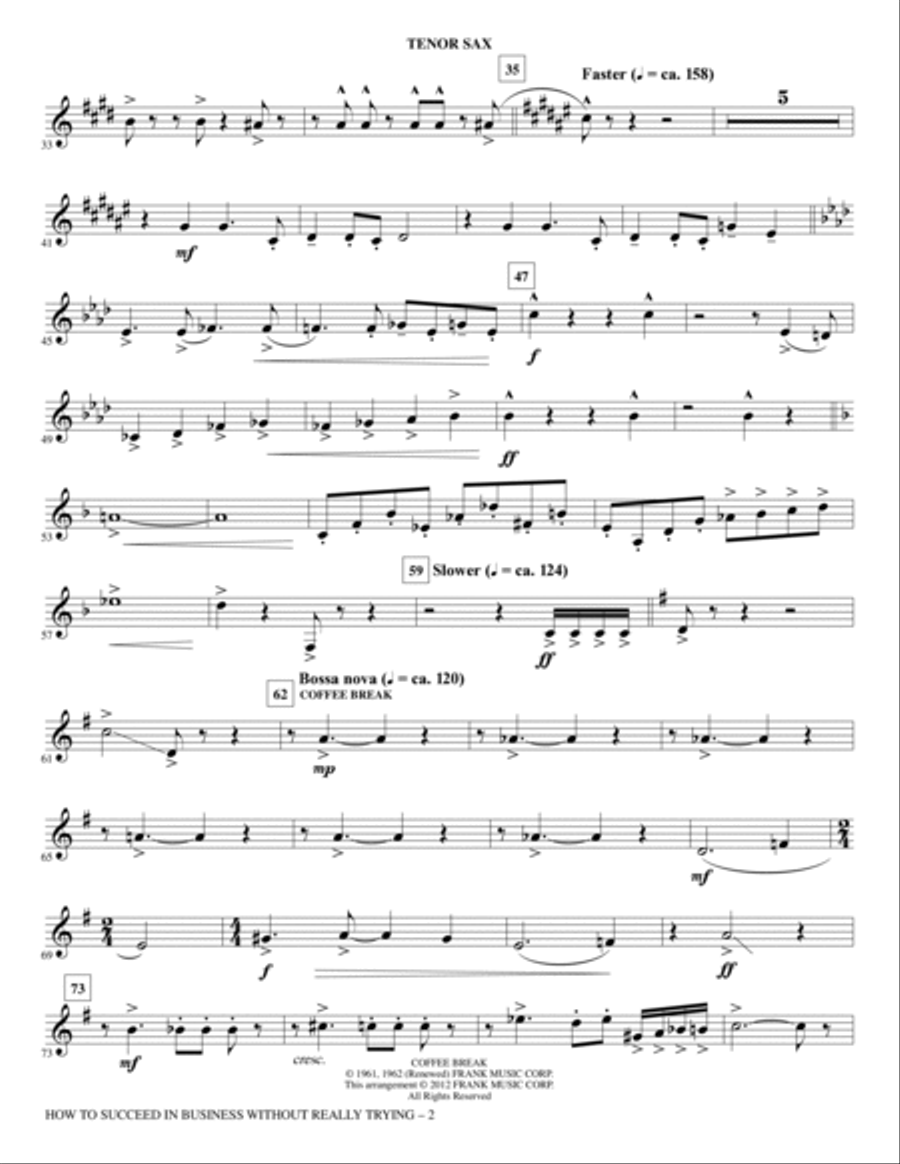 How to Succeed In Business Without Really Trying (Medley) - Tenor Saxophone Choir scores gallery preview page 2