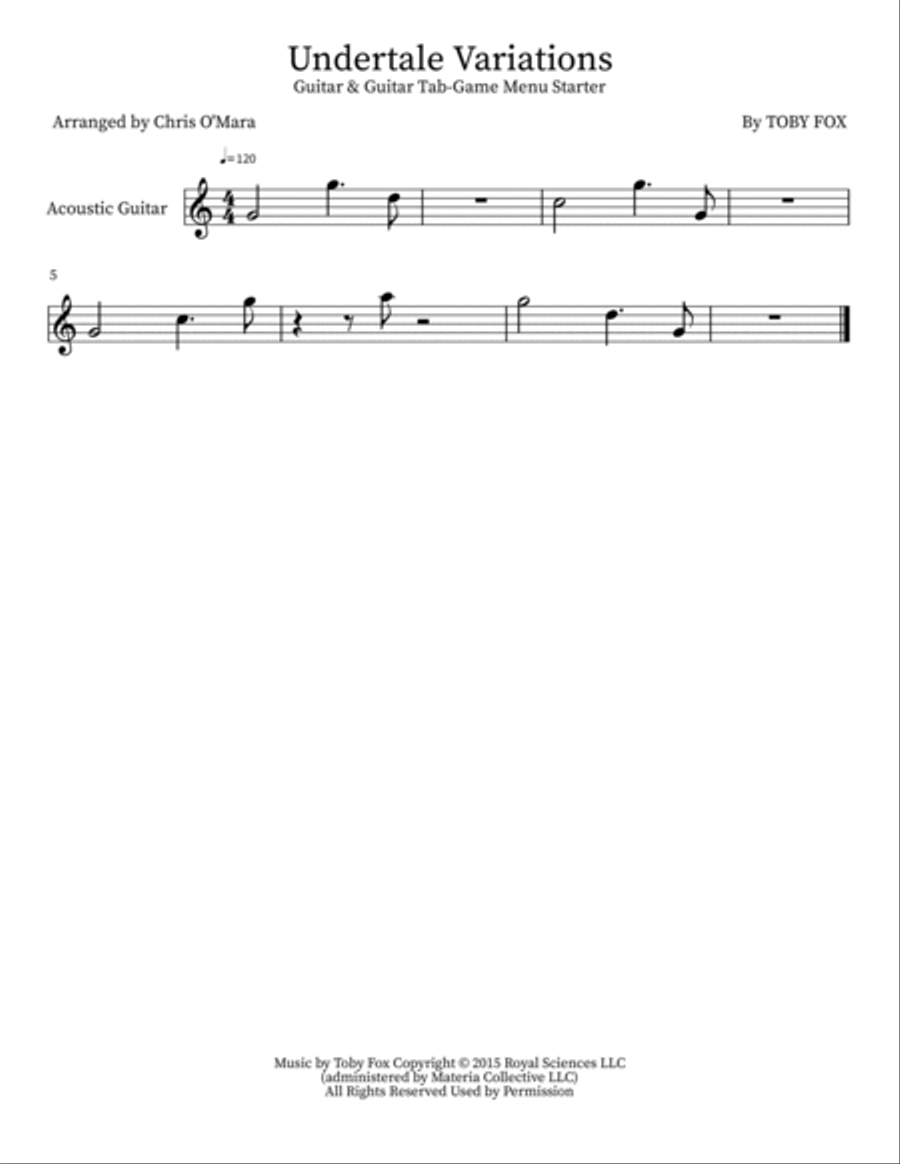 Undertale Variations Acoustic Guitar scores gallery preview page 2