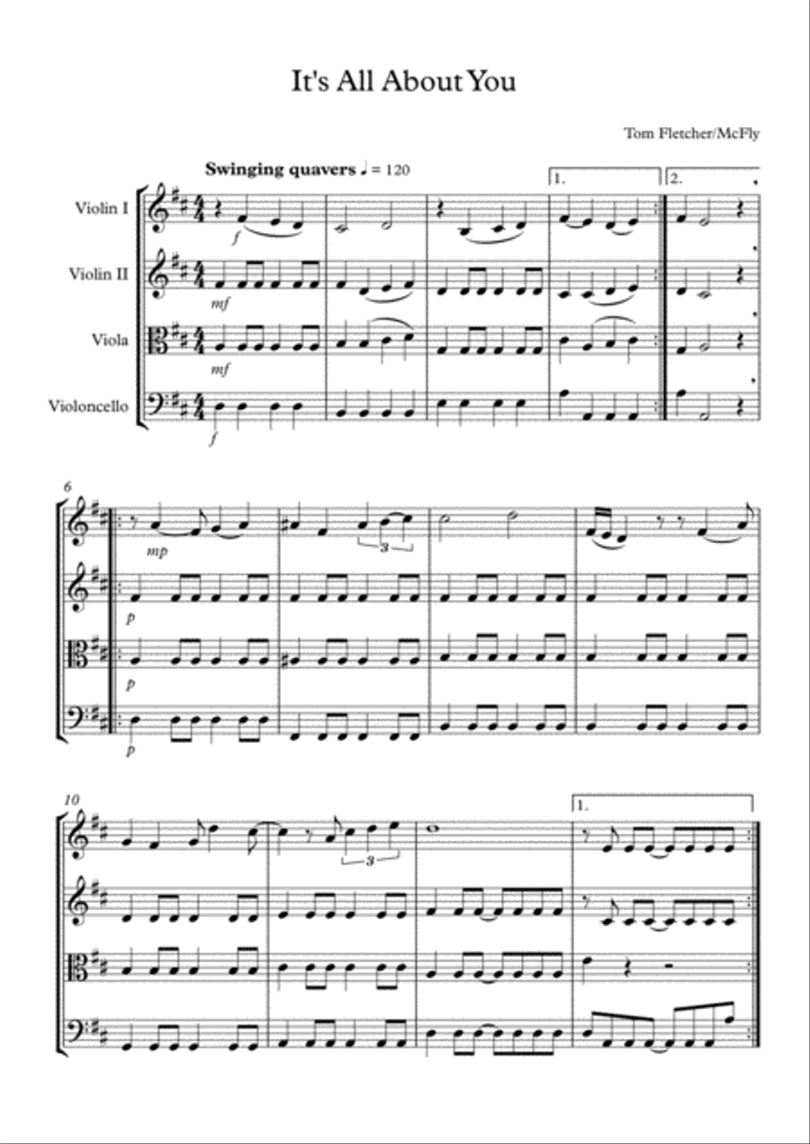 All About You String Quartet scores gallery preview page 1