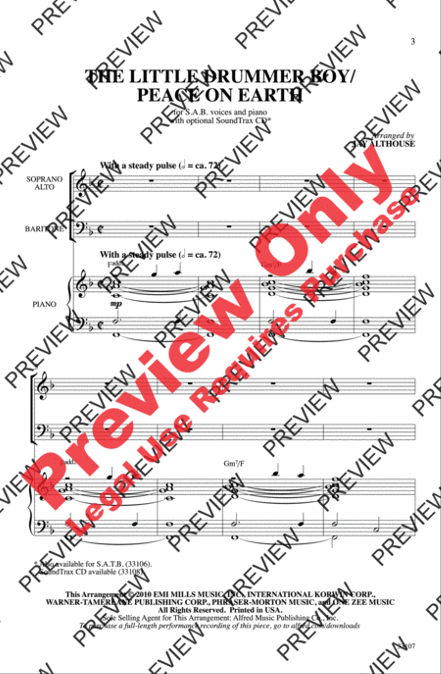 The Little Drummer Boy / Peace on Earth 3-Part scores gallery preview page 3