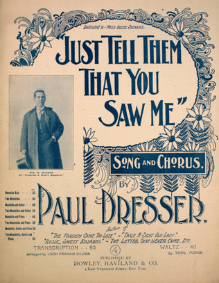 Book cover for Just Tell Them That You Saw Me. Song and Chorus