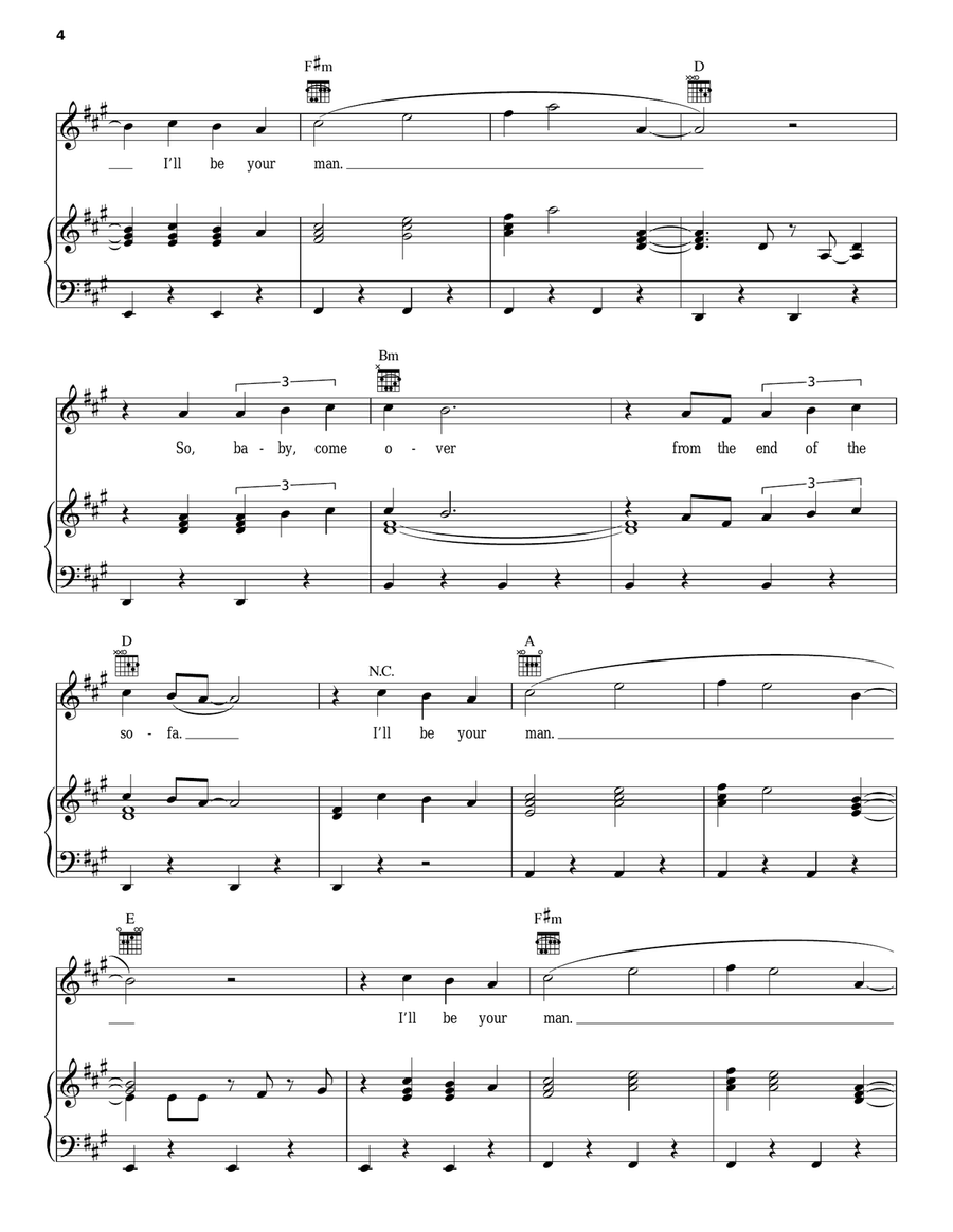 I'll Be Your Man Piano, Vocal, Guitar scores gallery preview page 4