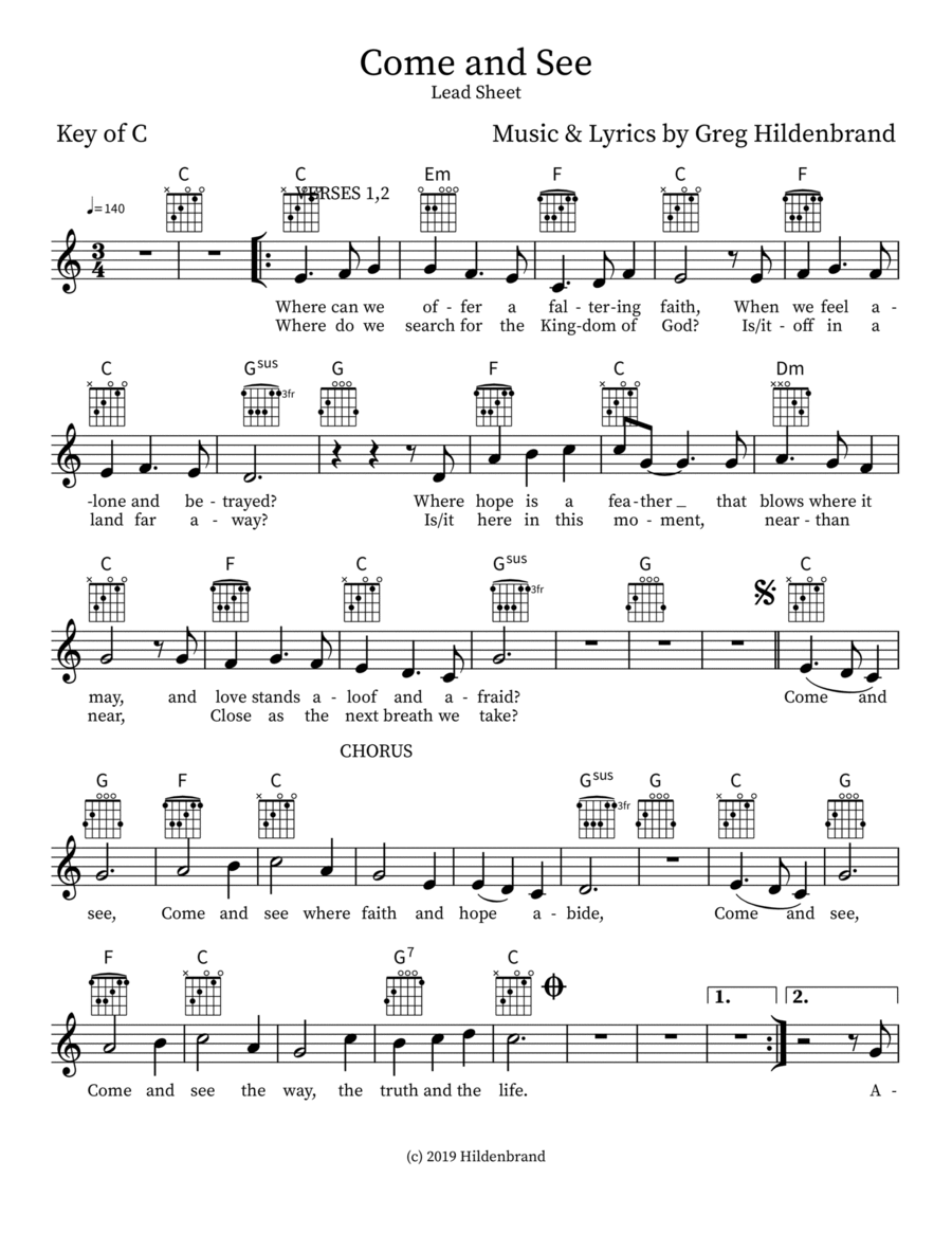 Come and See Come and See Guitar scores gallery preview page 1