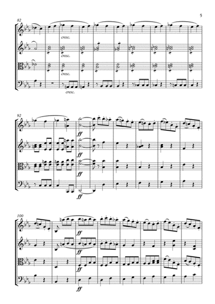 Symphony 5th - L. van Beethoven - For String Quartet (Full Score and Parts)