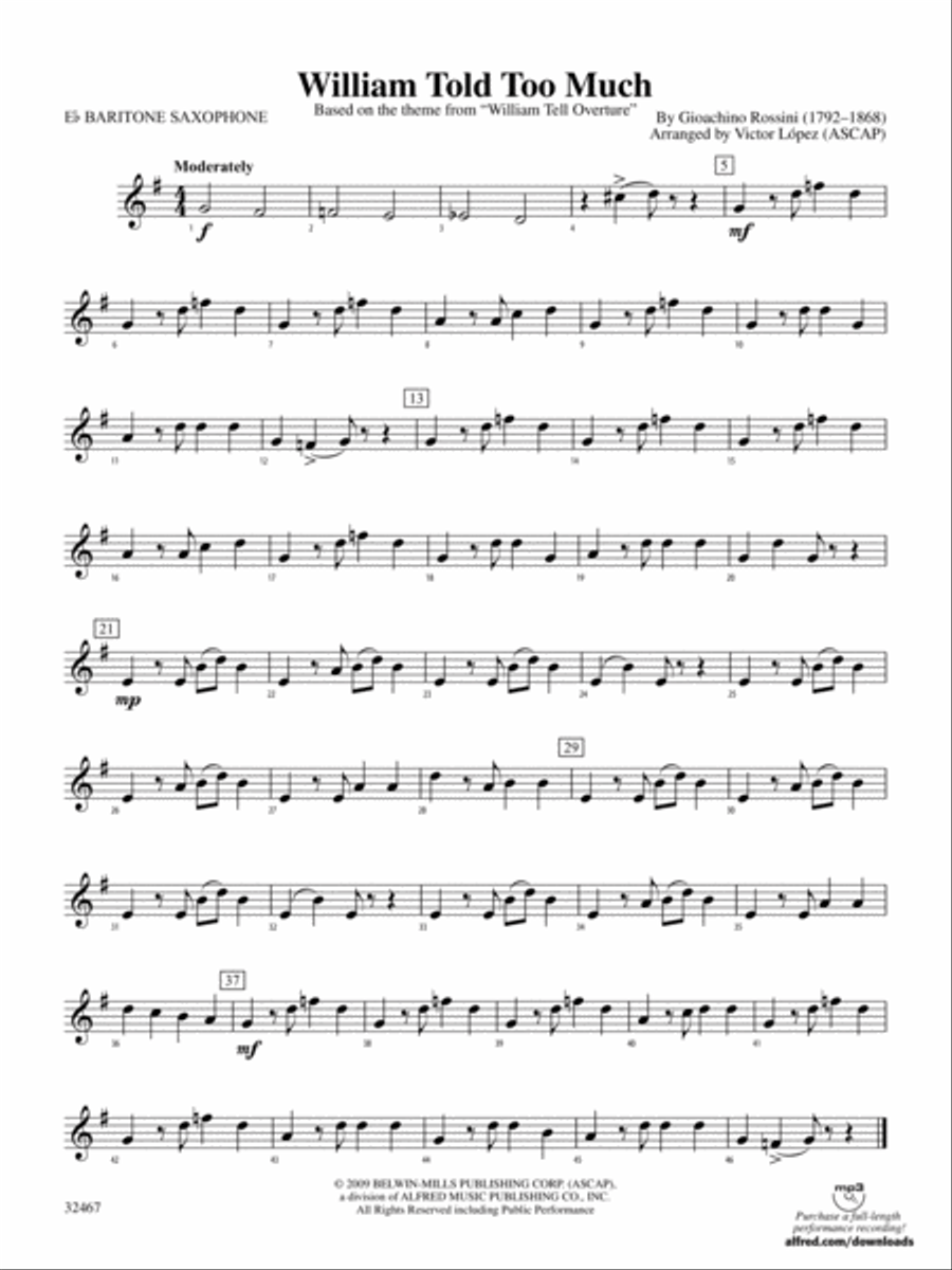 William Told Too Much: E-flat Baritone Saxophone Concert Band scores gallery preview page 1