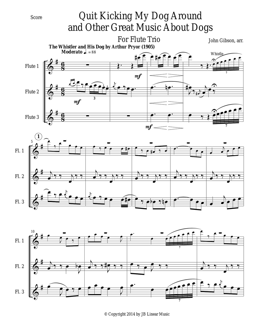 Quit Kicking My Dog Around and Other Music about Dogs for Flute Trio Flute Trio scores gallery preview page 2