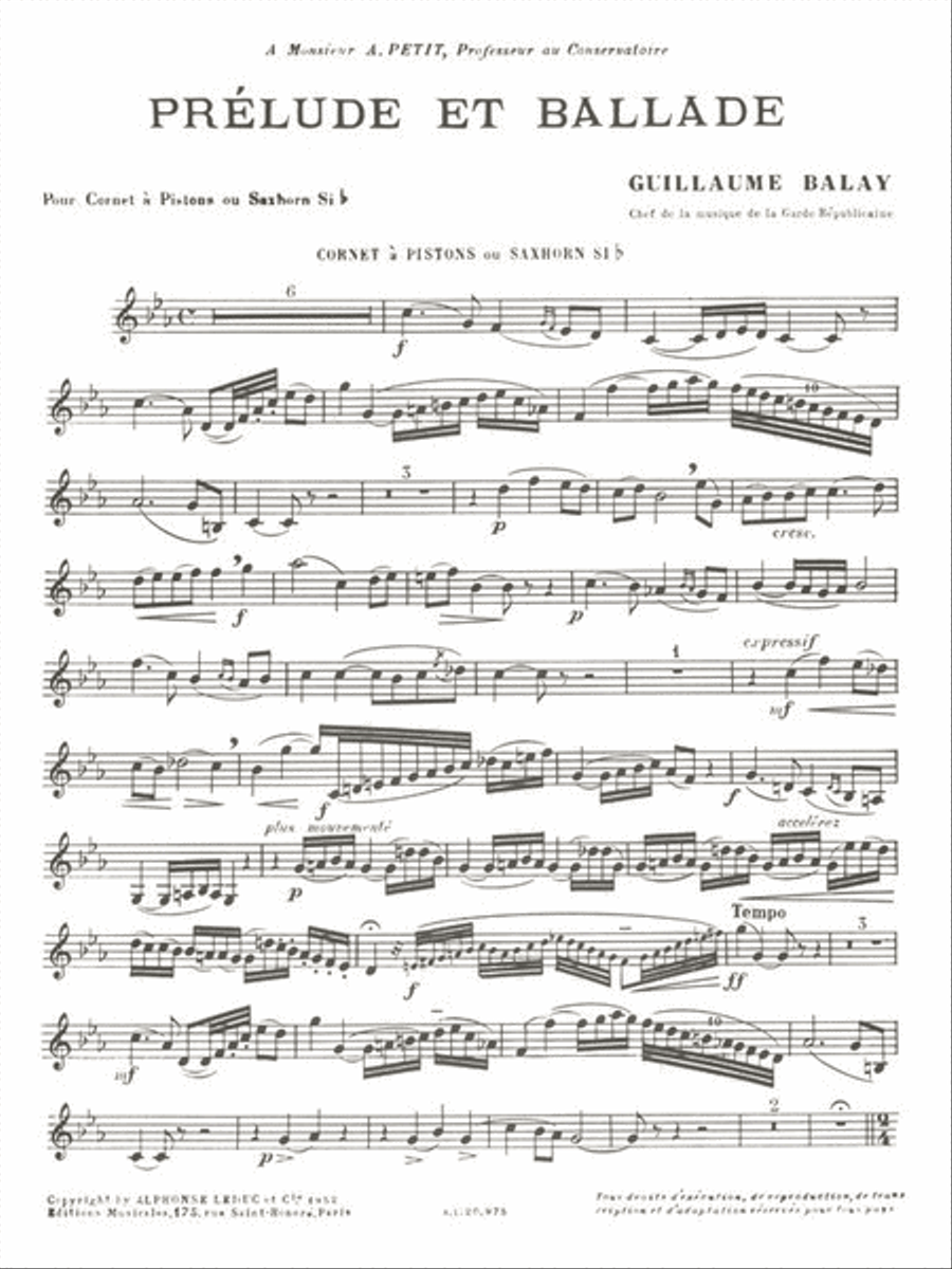 Prelude And Ballad, For Cornet Or Saxhorn And Piano Cornet scores gallery preview page 2