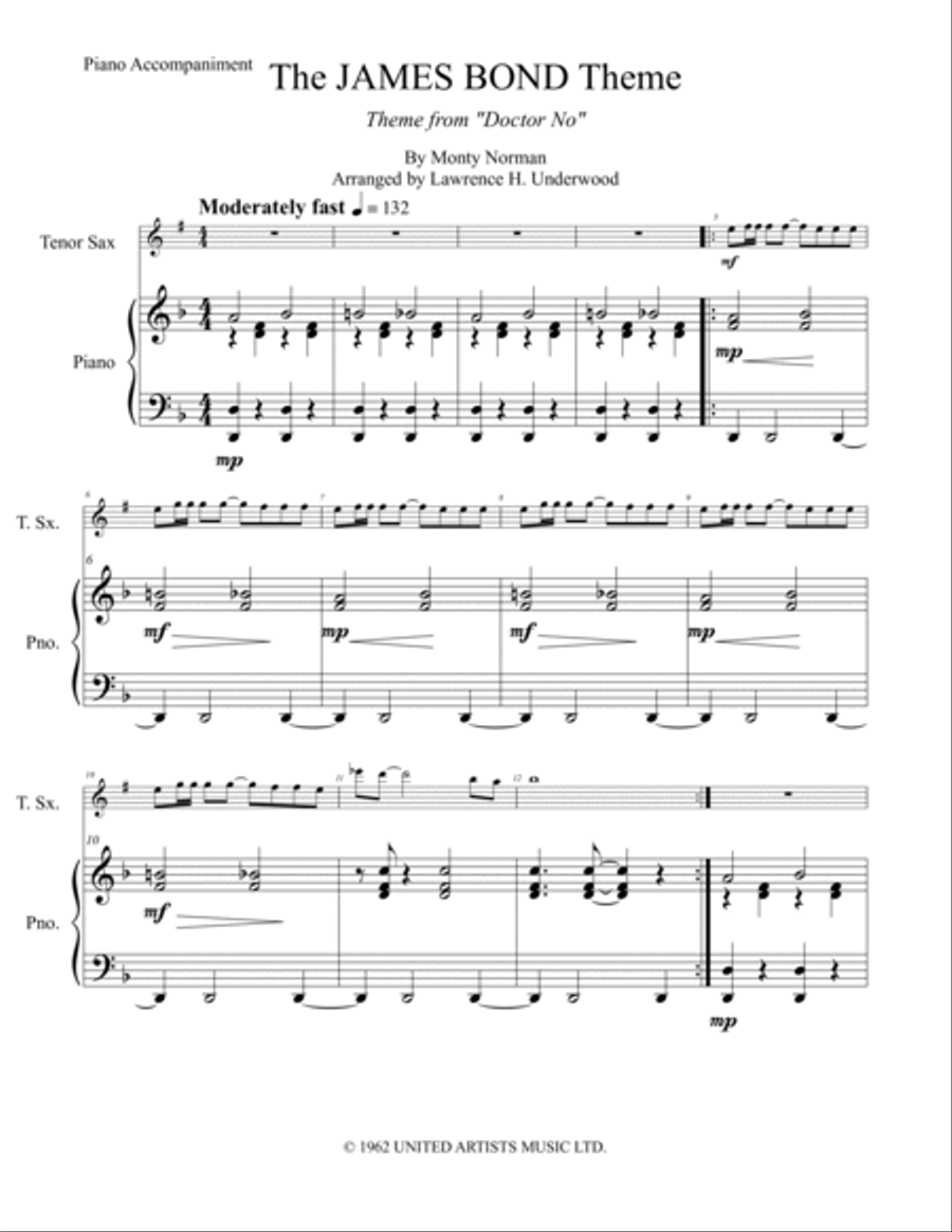 James Bond Theme Tenor Saxophone scores gallery preview page 2