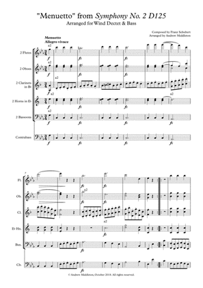 "Menuetto" from Symphony No. 2 arranged for Wind Dectet and Bass