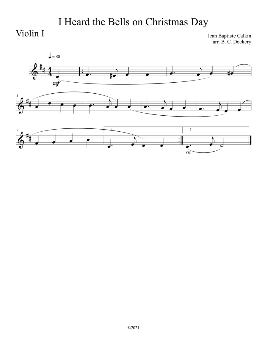 I Heard the Bells on Christmas Day (Violin Duet) with optional piano accompaniment I Heard the Bells on Christmas Day (Violin Duet) with optional piano accompaniment String Duet scores gallery preview page 2