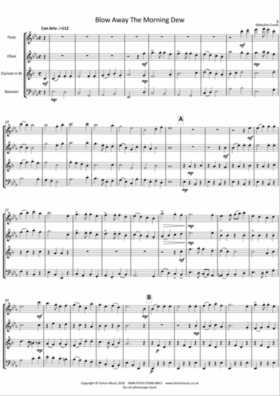 Five More Traditional FolkSongs Woodwind Quartet scores gallery preview page 2