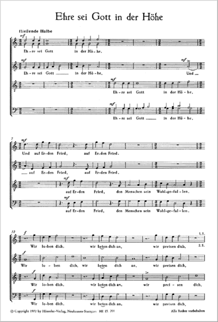 Glory to god in the highest (Ehre sei Gott in der Hohe) SSATBB scores gallery preview page 6