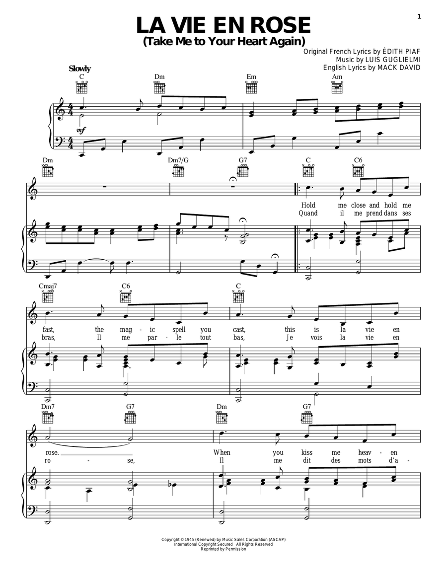 La Vie En Rose (Take Me To Your Heart Again) Guitar scores gallery preview page 1