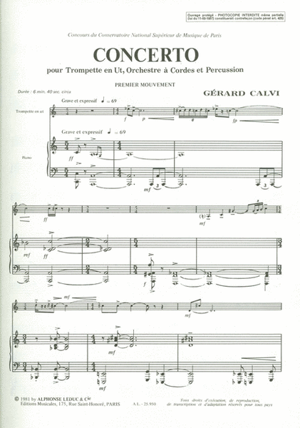 Mouvement No.1 Du Concerto (c Trpt) (trumpet & Piano)