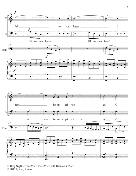 O HOLY NIGHT (Men's Choir - TB with Bassoon & Piano/Score & Parts included) image number null