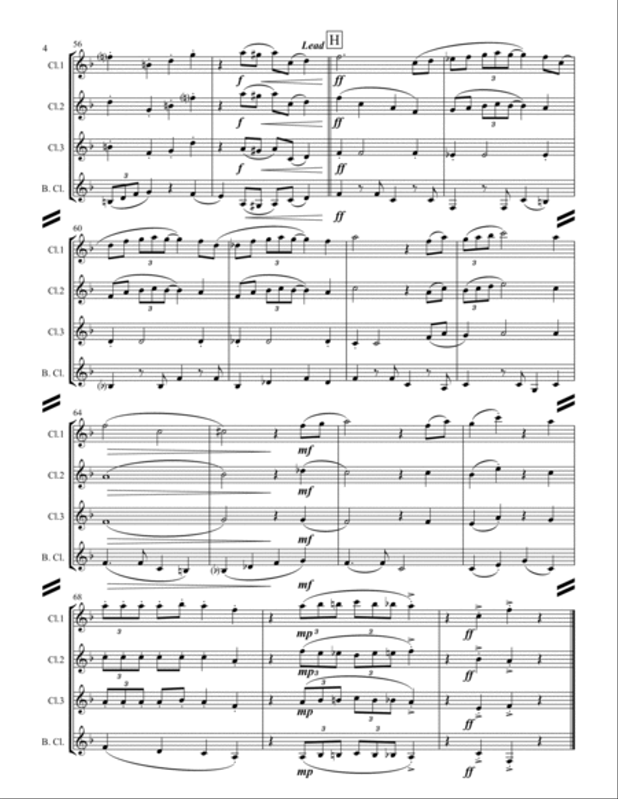 Tonight You Belong to Me (for Clarinet Quartet) Clarinet Quartet scores gallery preview page 5