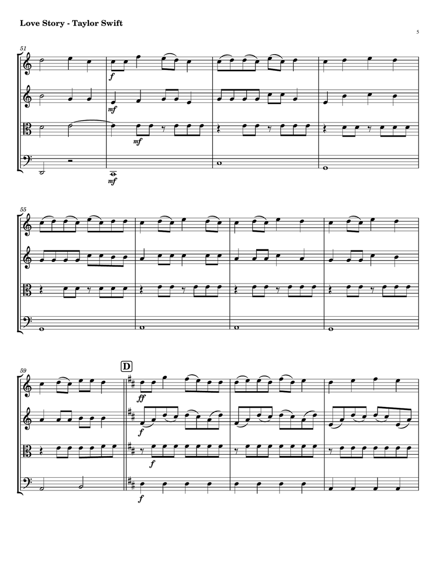 Love Story String Quartet scores gallery preview page 5