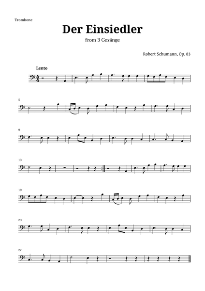 Der Einsiedler by Schumann for Trombone image number null
