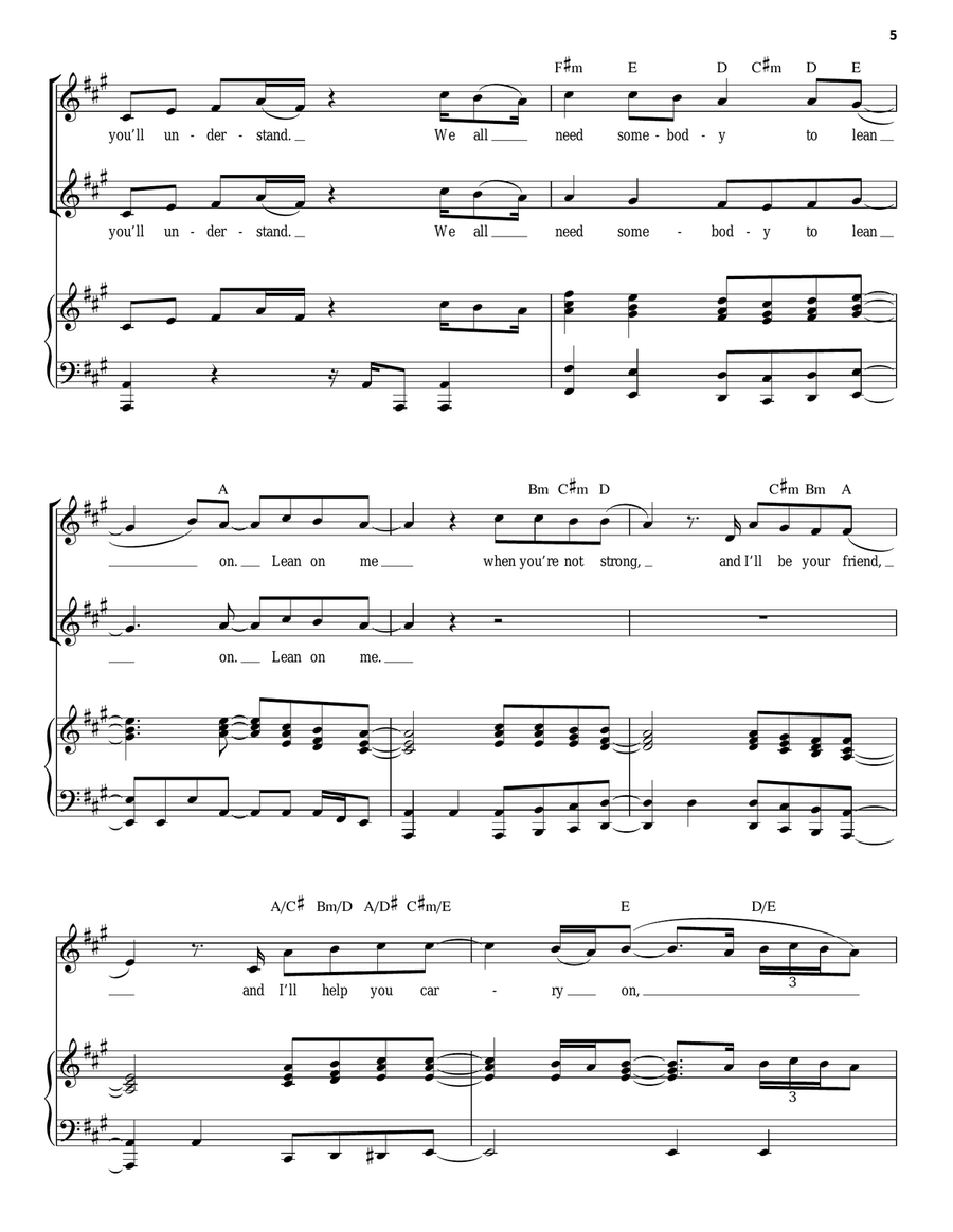 Lean On Me Piano, Vocal scores gallery preview page 5