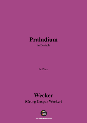 Book cover for Wecker-Praludium,in Dorisch,for Piano