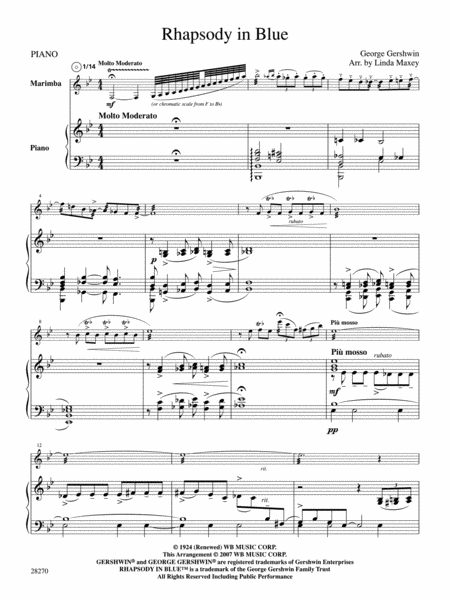 Rhapsody in Blue by George Gershwin Small Ensemble - Sheet Music