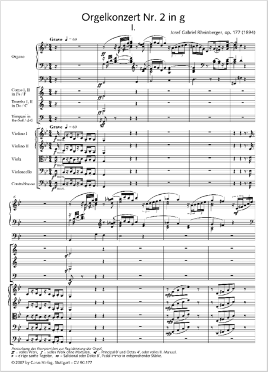 Organ Concerto No. 2 in G minor (Orgelkonzert Nr. 2 in g) Horn scores gallery preview page 2