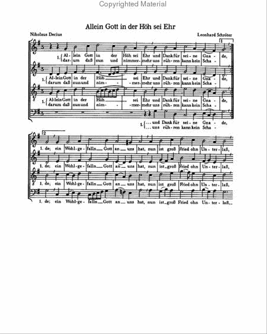 Praetorius: Es war des ewigen Vaters Rat; Schroter: Allein Gott in der Hoh Score scores gallery preview page 3