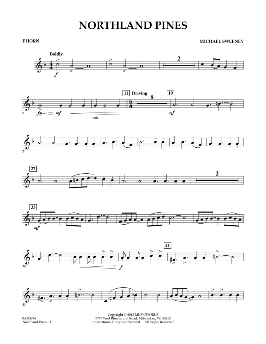 Northland Pines - F Horn Concert Band scores gallery preview page 1