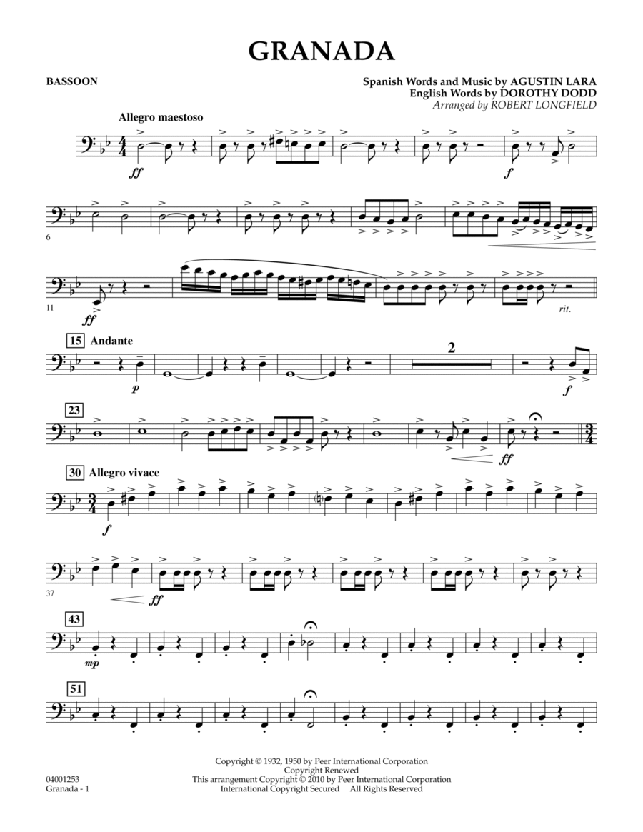 Granada - Bassoon Concert Band scores gallery preview page 1