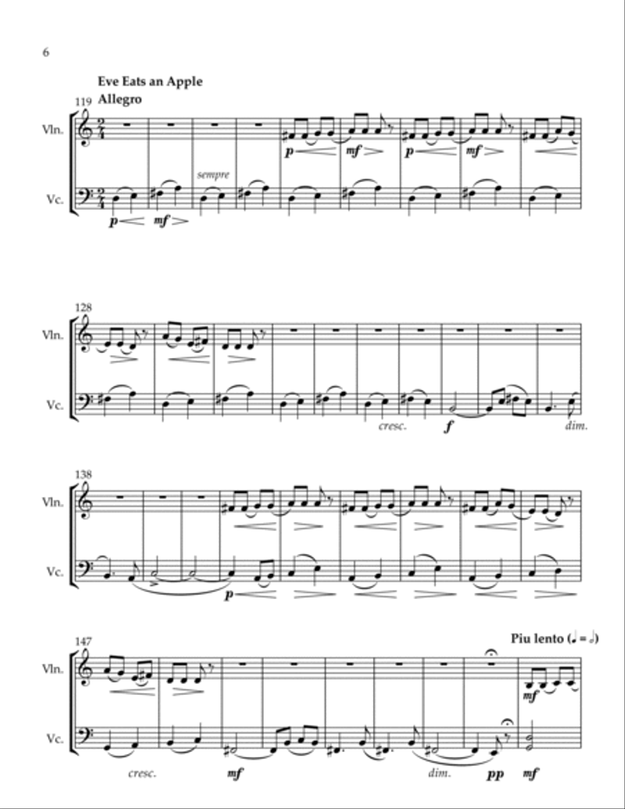 Peasant Prayer Dance With Me Eve Eats an Apple String Duet scores gallery preview page 6