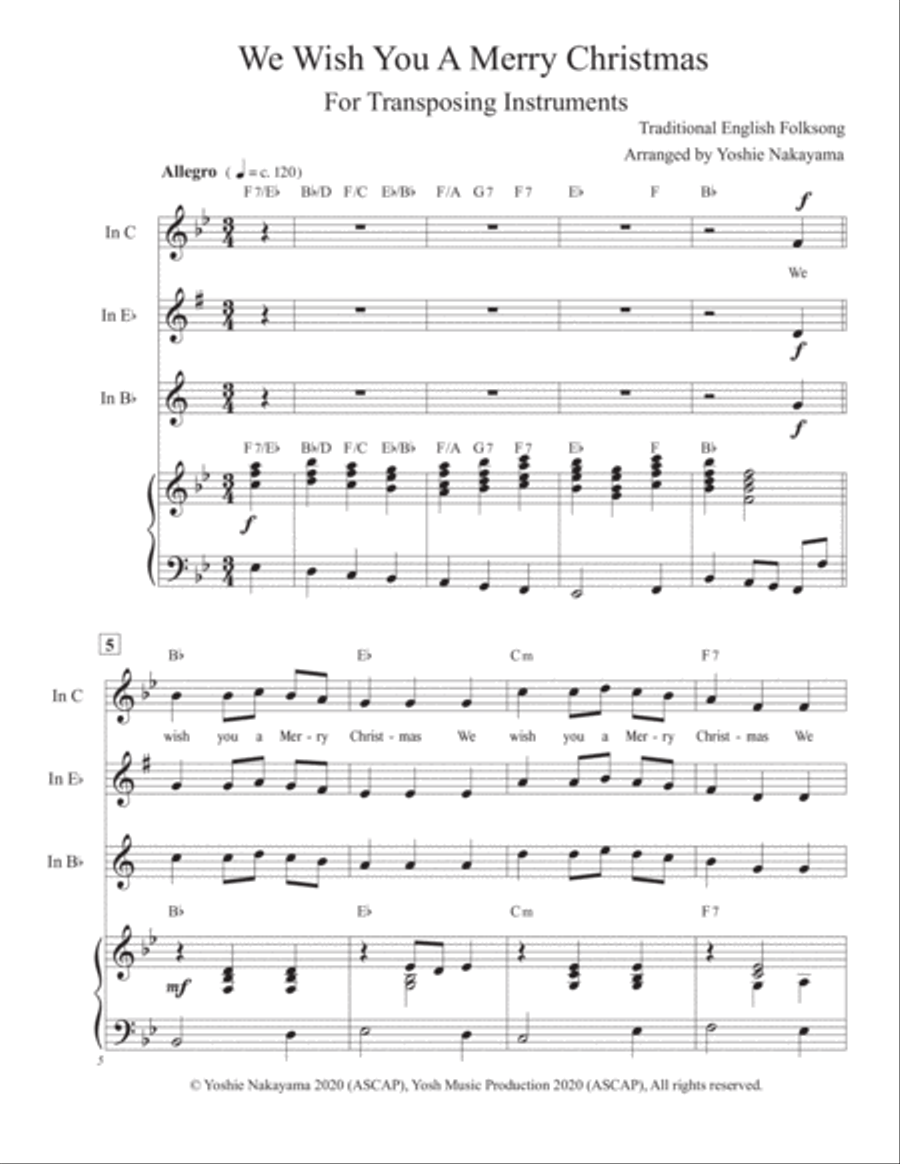 We Wish You A Merry Christmas Alto Saxophone scores gallery preview page 1